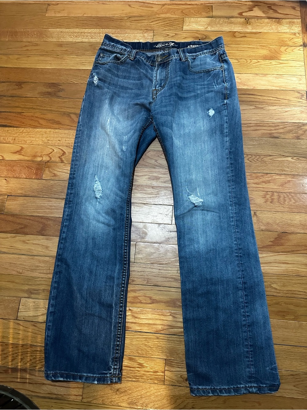 Seven 7 Jeans Men Straight 32 X 34 Low Rise Distressed